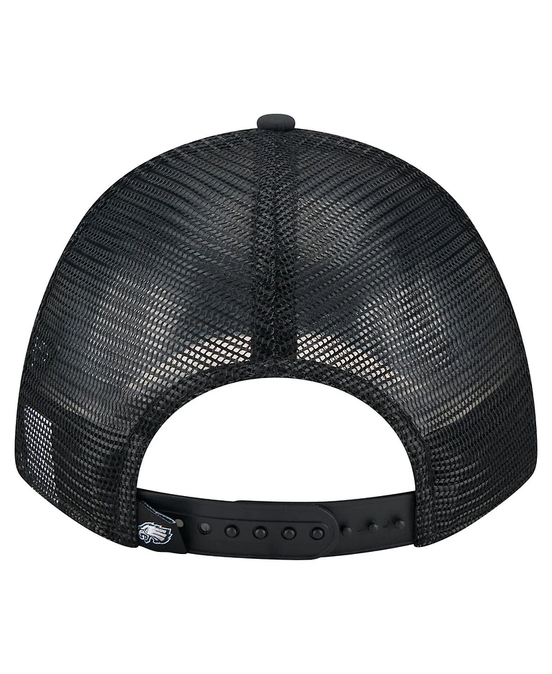 New Era Men's Black Philadelphia Eagles Active Minimalist M-Crown A-Frame 9FORTY Adjustable Hat
