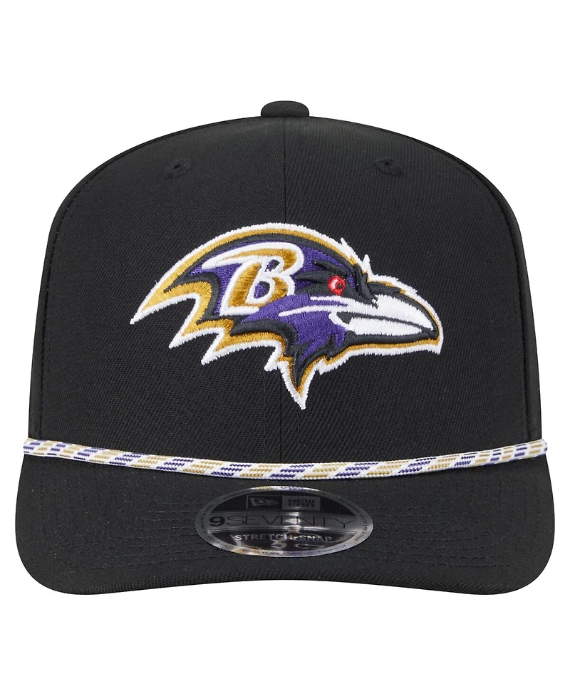 New Era Men's Black Baltimore Ravens Gameday Multi Rope 9SEVENTY Stretch Snap Hat