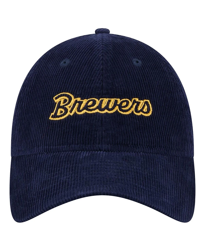 New Era Women's Navy Milwaukee Brewers Corduroy 9TWENTY Adjustable Hat