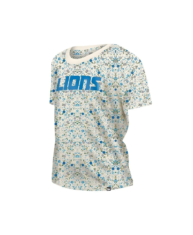 New Era Women's Cream Detroit Lions Glam Game Floral T-Shirt