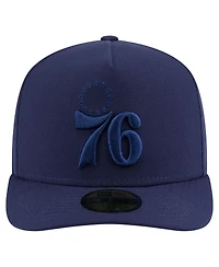 New Era Men's Navy Philadelphia 76ers Colorpack A-Frame Pinch Front 59FIFTY Fitted Hat