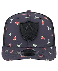 New Era Men's Navy/Black Las Vegas Raiders Adventure Drinks Pattern 9SEVENTY Stretch Snap Hat