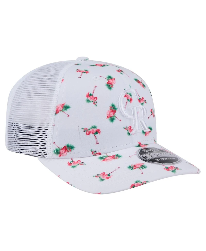 New Era Men's White Colorado Rockies Flamingo Mesh Back 9SEVENTY Stretch-Snap Hat