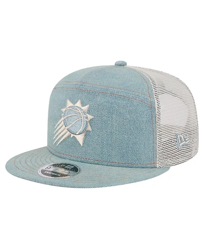 New Era Men's Phoenix Suns Adventure Denim Split Panel 9FIFTY Snapback Trucker Hat