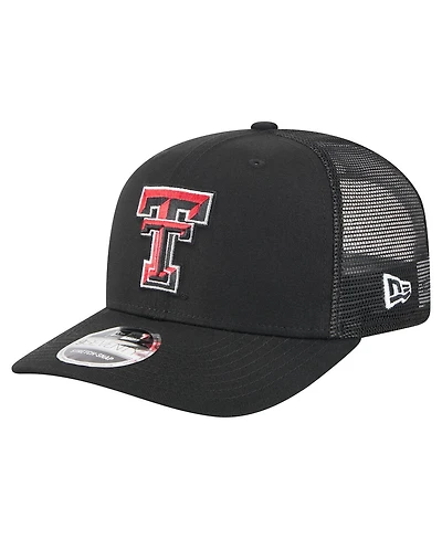 New Era Men's Black Texas Tech Red Raiders Primary 9SEVENTY Trucker Stretch Snap Hat