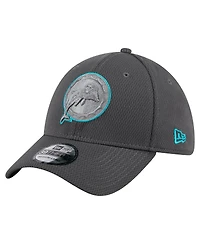 New Era Men's Graphite Miami Dolphins Throwback Logo Main 39THIRTY Flex Hat