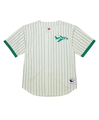 Mitchell & Ness Men's Cream New York Jets Vintage Logo Final Seconds Full-Button Mesh T-Shirt