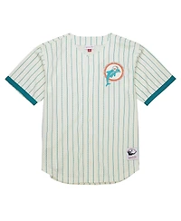 Mitchell & Ness Men's Cream Miami Dolphins Final Seconds Vintage Logo Mesh Button-Up Shirt