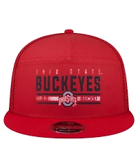 New Era Men's Scarlet Ohio State Buckeyes Split Panel 9FIFTY Snapback Trucker Hat