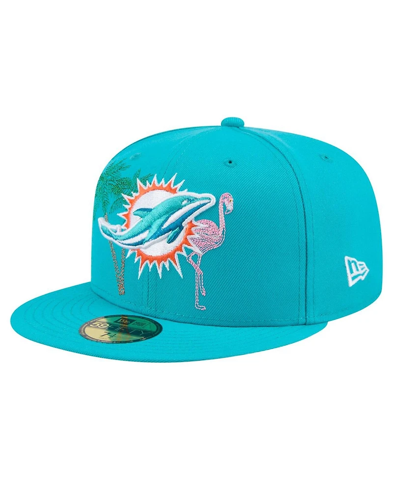 New Era Men's Aqua Miami Dolphins State Stitch 59FIFTY Fitted Hat