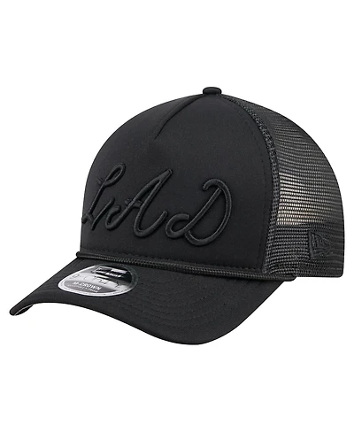 New Era Men's Black Los Angeles Dodgers City Initial 9FORTY A-Frame M-Crown Adjustable Trucker Hat