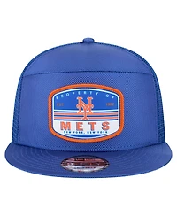 New Era Men's Royal New York Mets Split Panel 9FIFTY Trucker Snapback Hat