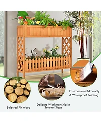 Gymax 2-Tier Raised Garden Bed Elevated Wood Planter Box for Vegetable Flower Herb