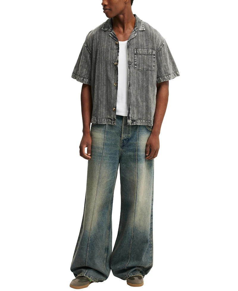 Cotton On Men's Washed Box Fit Short Sleeve Shirt