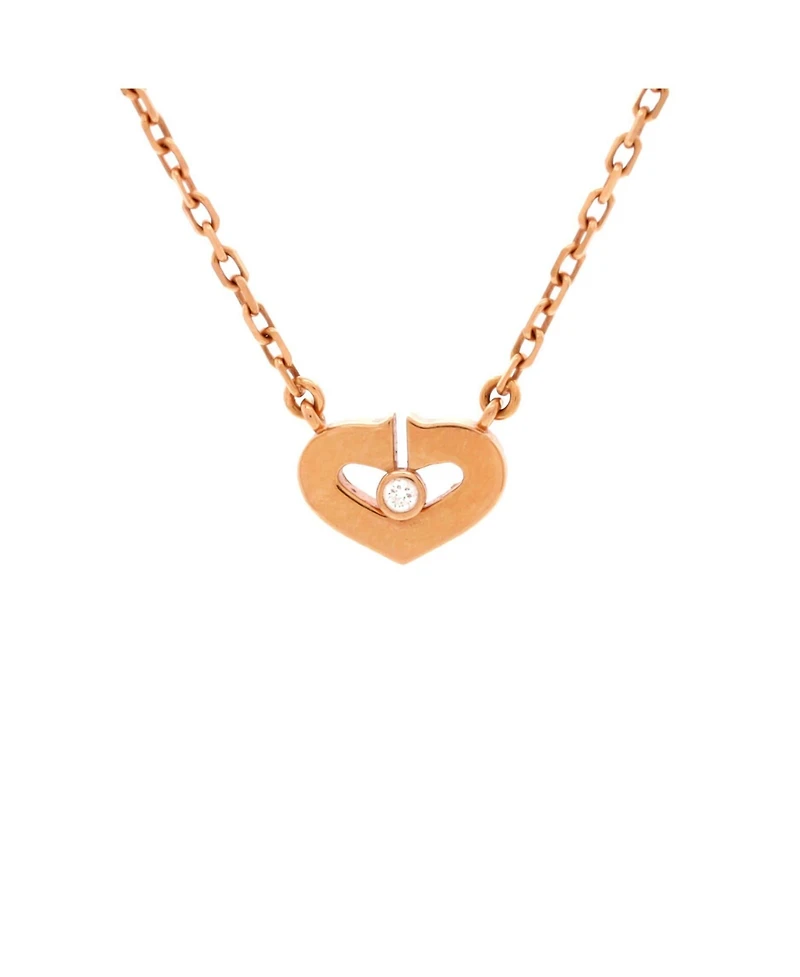 Pre-Owned Cartier Xs C Heart de Cartier Pendant Necklace 18K Rose Gold with Diamond
