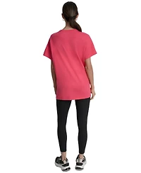 Dkny Sports Women's Rhinestone-Logo Drop-Shoulder T-Shirt