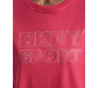 Dkny Sports Women's Rhinestone-Logo Drop-Shoulder T-Shirt