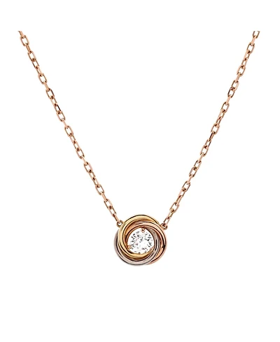 Pre-Owned Cartier Trinity Diamond Pendant Necklace 18K Tricolor Gold and Diamond