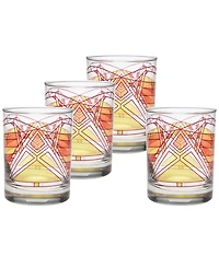 Frank Lloyd Wright Dana Thomas Butterfly Double Old Fashioned Glasses, Set of 4