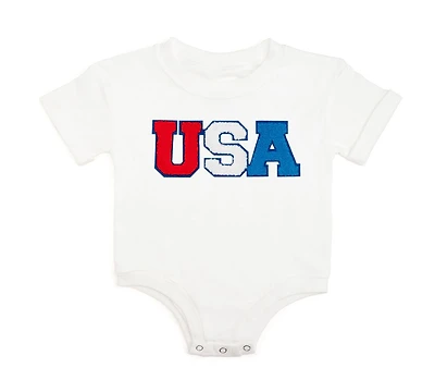 Sweet Wink Baby Girls Usa Patch Short Sleeve Romper