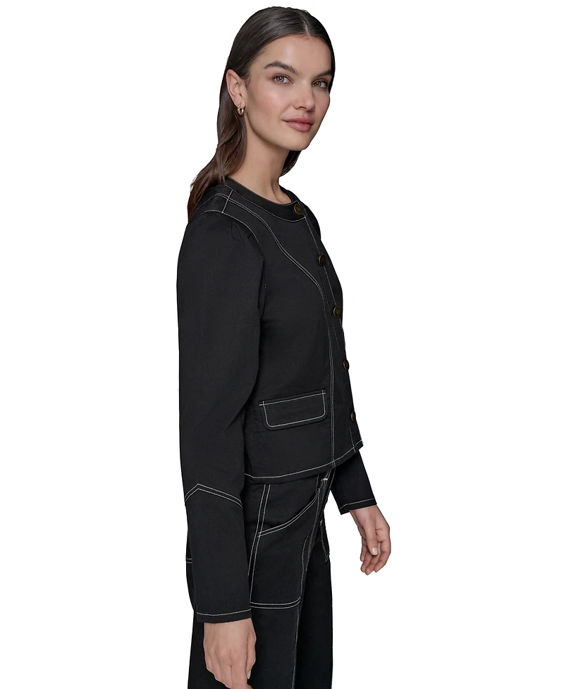 Karl Lagerfeld Paris Women's Cropped Denim Jacket