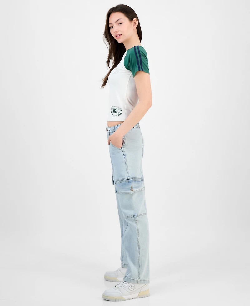 Madden Girl Juniors' High-Rise Cargo Skater Jeans
