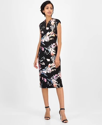 Connected Women's Floral Ponte-Knit Sheath Dress