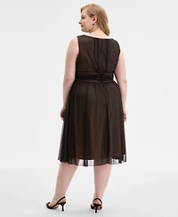 Connected Plus Sleeveless Chiffon Midi Dress