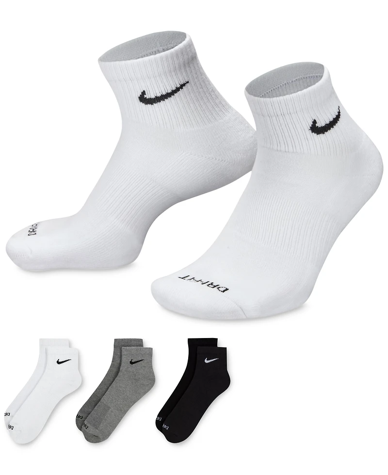 Unisex Nike Dri-fit Cushion Quarter Socks 3-Pack