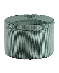 Convenience Concepts 22" Designs4Comfort Round Corduroy Shoe Storage Ottoman with Reversible Tray Lid