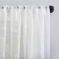 Delia Embroidered Floral Sheer Rod Pocket Curtain Panel
