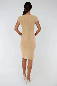 Bebe Women's Milan Metallic T-Shirt Midi Dress