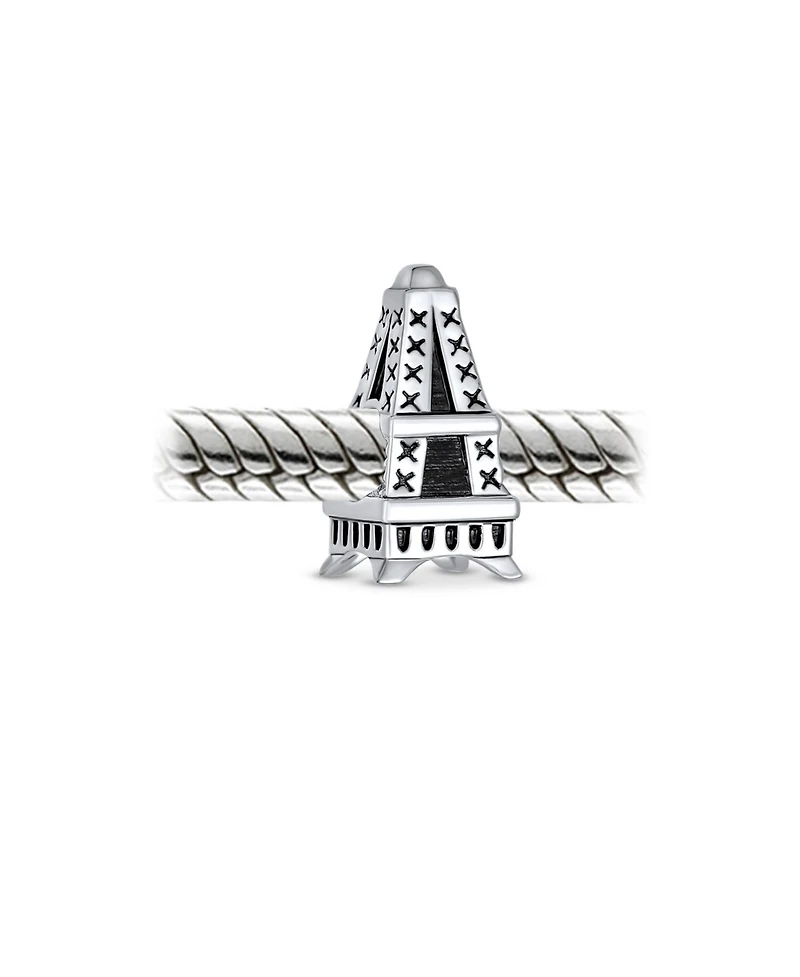 Bling Jewelry Traveler Paris Vacation Eiffel Tower Charm Bead Oxidized Sterling Silver Fits European Bracelet