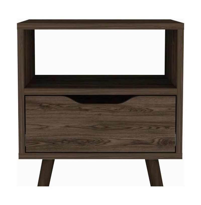 One Drawer Faux Wood Nightstand For Bedside Organization
