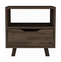 One Drawer Faux Wood Nightstand For Bedside Organization
