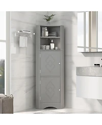 Casainc 61.2"H Tall Corner Bathroom Cabinet with Doors and Adjustable Shelves