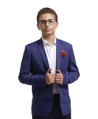 Elie Balleh Boys Blue Slim Fit Digital Rain Jacket