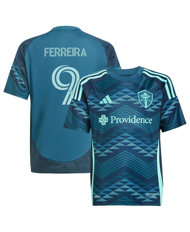 Adidas Big Boys and Girls Jesus Ferreira Blue Seattle Sounders Fc 2025 The Salish Sea Kit Replica Player Jersey