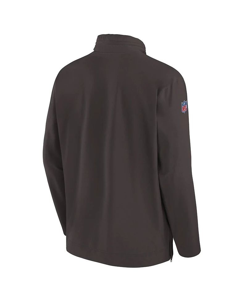 Nike Men's Brown Cleveland Browns Sideline Coach Half-Zip Jacket