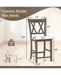 Gymax 2PCS Bar Stools 24''Counter Height Stools w/ Linen Fabric Upholstered Seat
