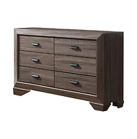 Kings Brand Furniture Kerry Wood 6-Drawer Dresser with Mirror, Brown