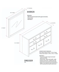 Kings Brand Furniture Harmony Wood 5-Drawer Dresser with Mirror