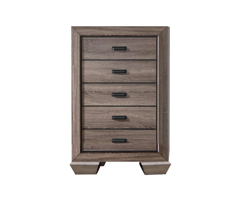 Kings Brand Furniture Kerry Wood 5-Drawer Chest, Brown