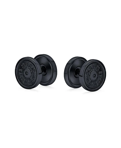 Bling Jewelry Dumbbell Black Ear Plug Earrings for Men 316L Steel 16G 12MM