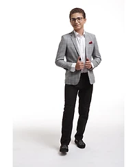 Elie Balleh Boys Black Slim Fit Checked Blazer