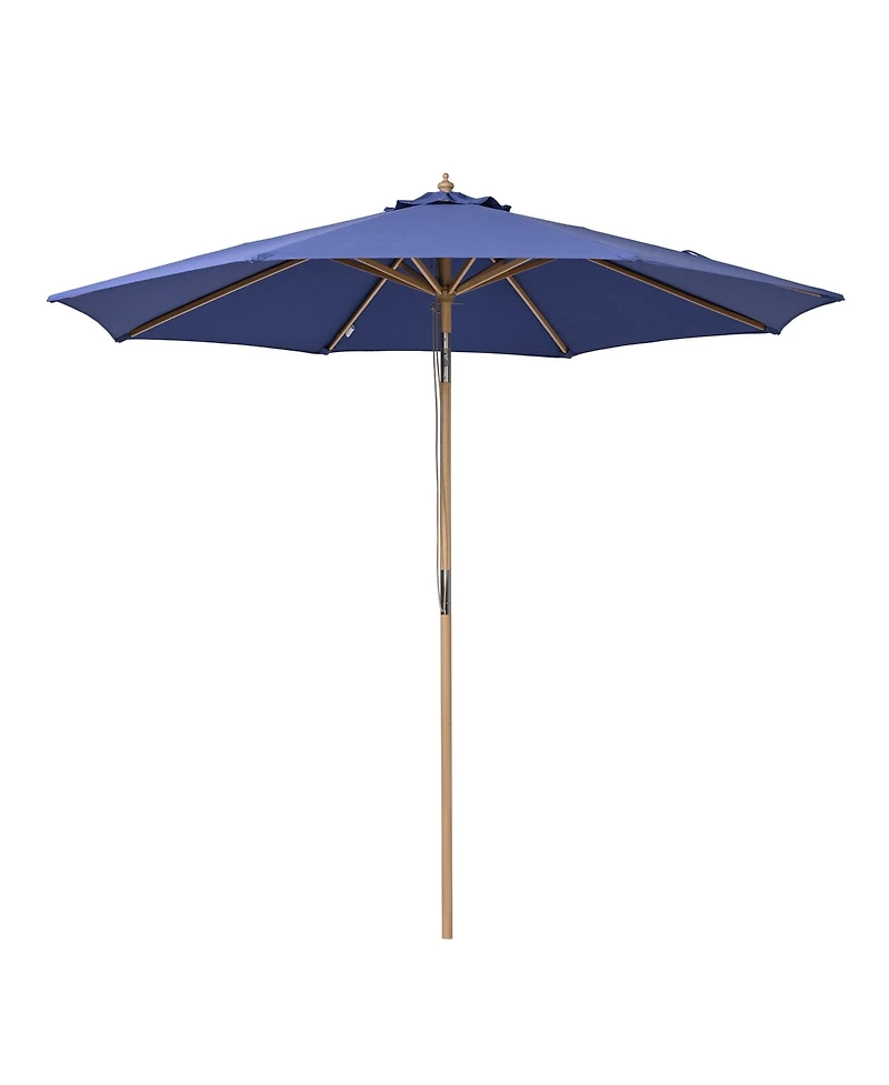 LAGarden 9Ft Patio Boho Market Patio Umbrella 260GSM Acrylic Fabric 5-Year-Non-Fading Resort Outdoor Market Hyacinth Blue