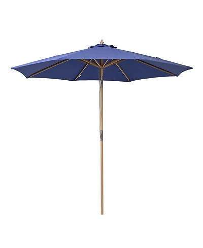 LAGarden 9Ft Patio Boho Market Patio Umbrella 260GSM Acrylic Fabric 5-Year-Non-Fading Resort Outdoor Market Hyacinth Blue