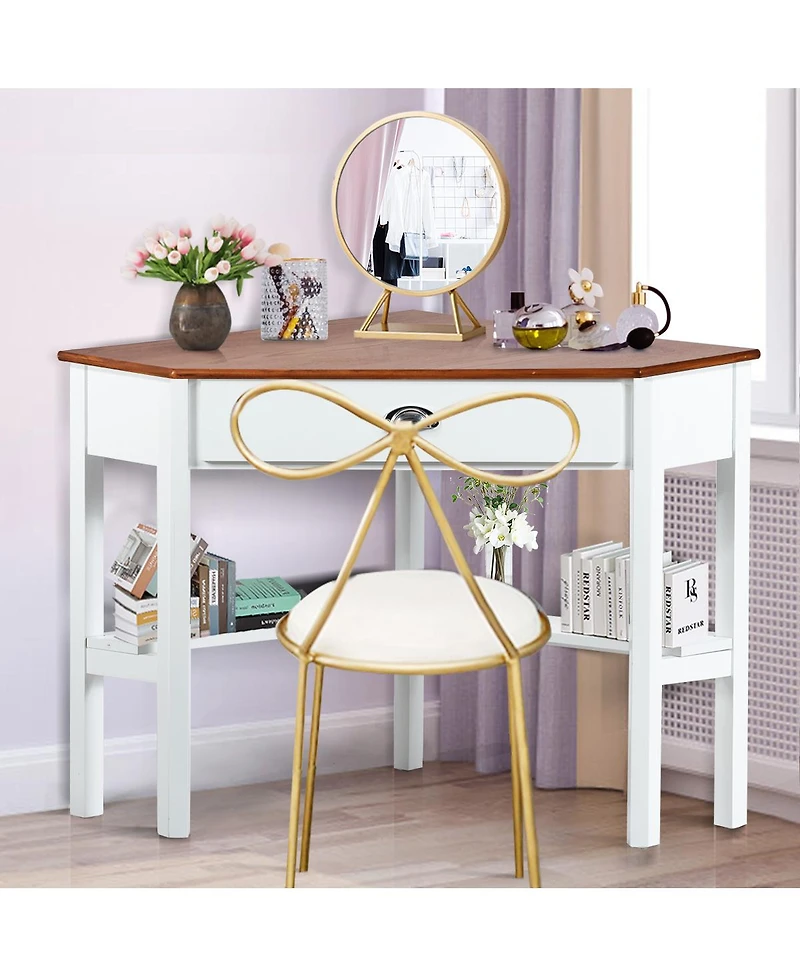 Corner Wooden Piece Laptop Computer Desk