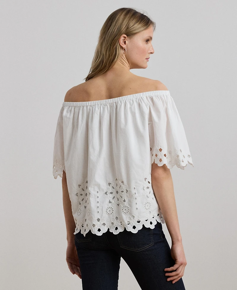 Lauren Ralph Lauren Women's Eyelet Cotton Off-the-Shoulder Blouse