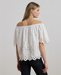 Lauren Ralph Lauren Women's Eyelet Cotton Off-the-Shoulder Blouse